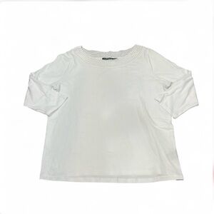 Lauren Ralph Lauren White Crochet Trim Boatneck Top Women’s Size 2XL Plus Size